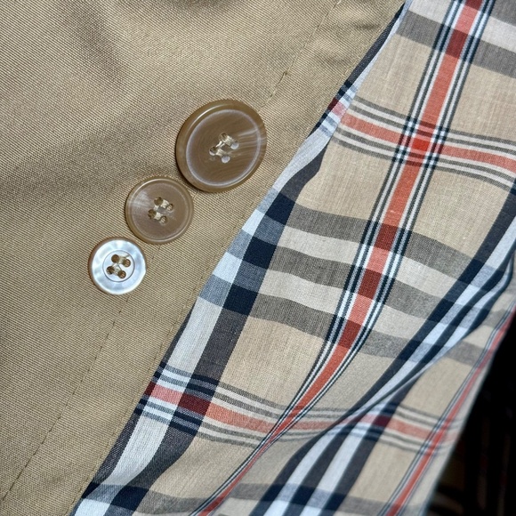 Vintage Long Cotton Blend Trench Coat with Nova Check Lining Sz 42 or Large - Picture 6 of 10